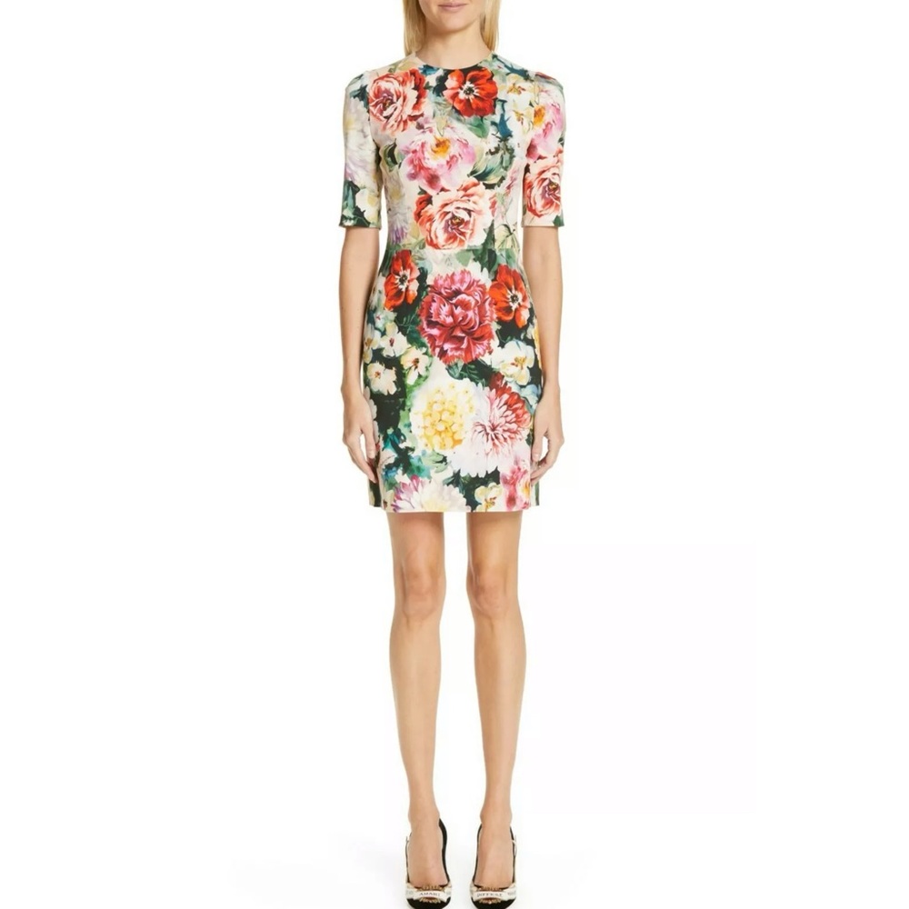 DOLCE & GABBANA Floral Stretch Crepe Cocktail DRESS 42IT = 6US Designer NEW